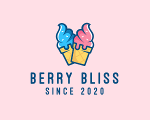 Pink Blue Ice Cream logo design