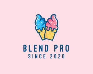 Pink Blue Ice Cream logo design