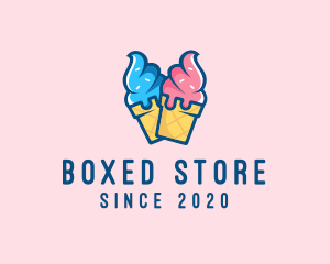 Pink Blue Ice Cream logo design