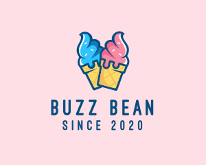 Pink Blue Ice Cream logo design