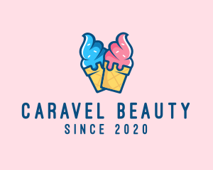 Pink Blue Ice Cream logo design