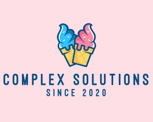 Pink Blue Ice Cream logo design