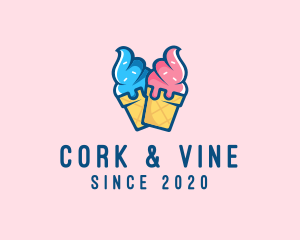 Pink Blue Ice Cream logo design