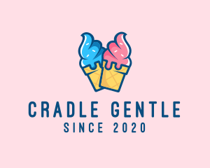 Pink Blue Ice Cream logo design