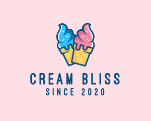 Pink Blue Ice Cream logo design