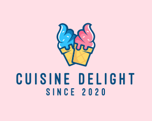 Pink Blue Ice Cream logo design