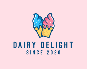 Pink Blue Ice Cream logo design