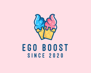 Pink Blue Ice Cream logo design