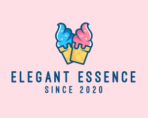 Pink Blue Ice Cream logo design