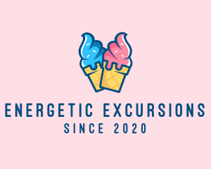 Pink Blue Ice Cream logo design