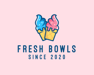 Pink Blue Ice Cream logo design