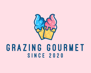 Pink Blue Ice Cream logo design