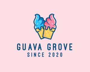 Pink Blue Ice Cream logo design