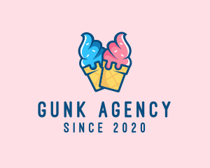 Pink Blue Ice Cream logo design