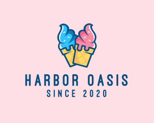 Pink Blue Ice Cream logo design