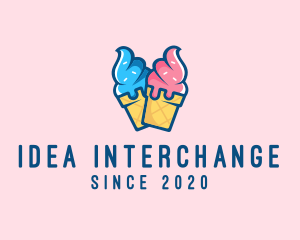 Pink Blue Ice Cream logo design