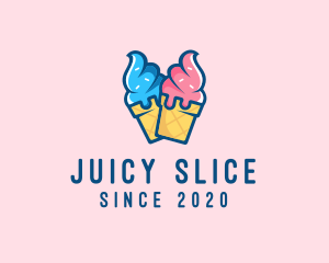 Pink Blue Ice Cream logo design