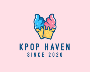 Pink Blue Ice Cream logo design