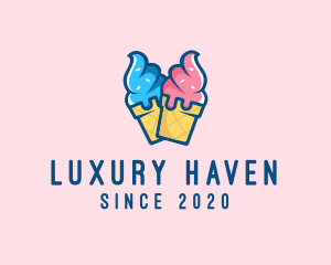 Pink Blue Ice Cream logo design