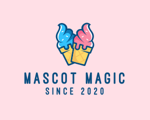 Pink Blue Ice Cream logo design