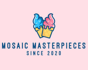 Pink Blue Ice Cream logo design