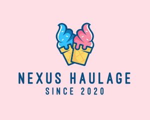 Pink Blue Ice Cream logo design