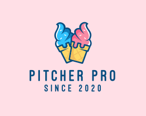 Pink Blue Ice Cream logo design