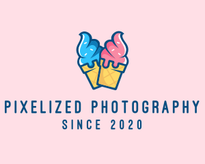 Pink Blue Ice Cream logo design