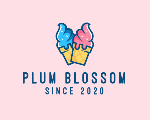 Pink Blue Ice Cream logo design