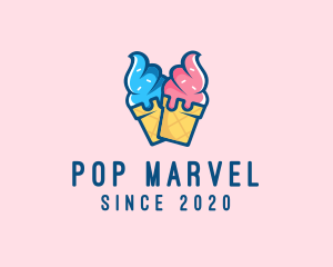 Pink Blue Ice Cream logo design