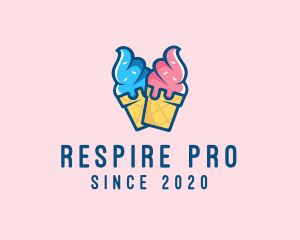 Pink Blue Ice Cream logo design