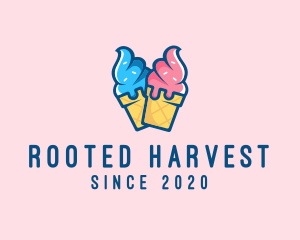 Pink Blue Ice Cream logo design