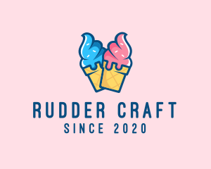 Pink Blue Ice Cream logo design