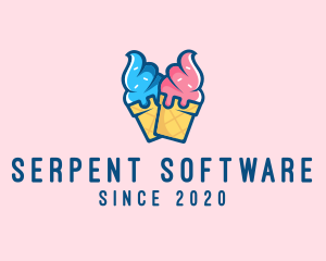 Pink Blue Ice Cream logo design