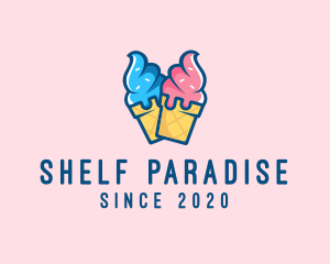 Pink Blue Ice Cream logo design