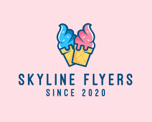 Pink Blue Ice Cream logo design