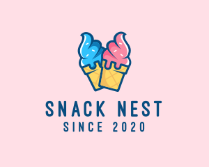 Pink Blue Ice Cream logo design