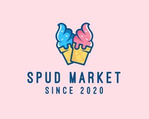 Pink Blue Ice Cream logo design