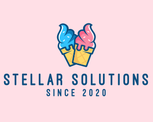 Pink Blue Ice Cream logo design