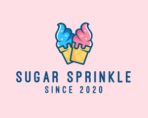 Pink Blue Ice Cream logo design