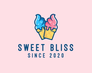 Pink Blue Ice Cream logo design