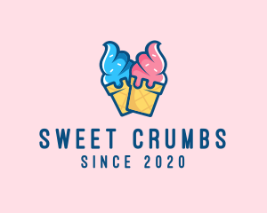 Pink Blue Ice Cream logo design