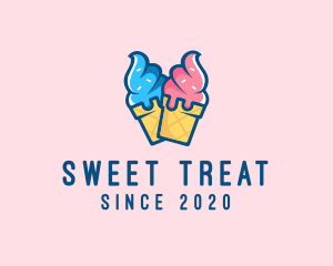 Pink Blue Ice Cream logo design