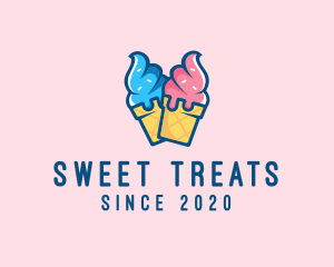 Pink Blue Ice Cream logo design