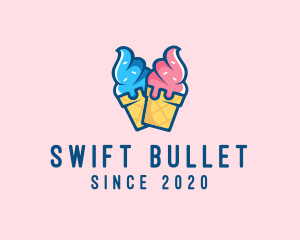 Pink Blue Ice Cream logo design