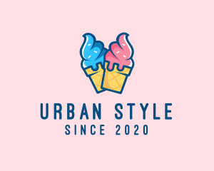 Pink Blue Ice Cream logo design