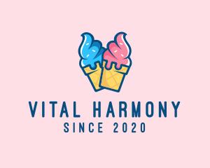 Pink Blue Ice Cream logo design