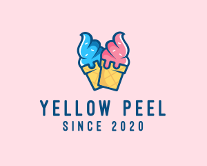 Pink Blue Ice Cream logo design