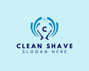 Pressure Washer Water Cleaning logo design