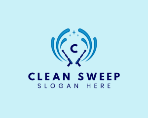 Pressure Washer Water Cleaning logo design